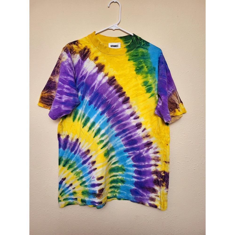 Vintage Gitano All Over Tie-Dye Single‎ Stitch T-SHIRT Hippie Shirt Size OSFA